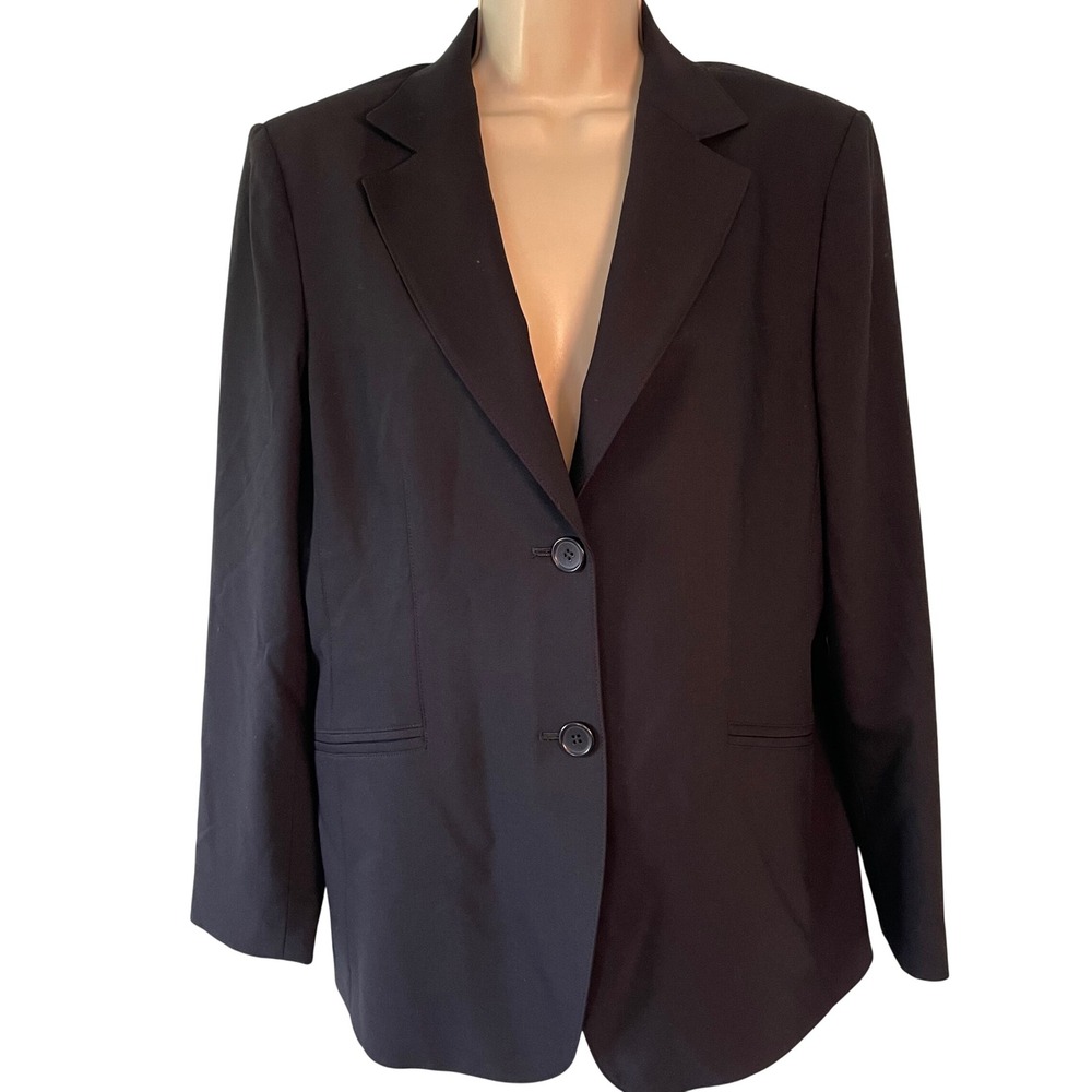 Talbots Petites Blazer Women Black Size 10 Wool Blend Classic Capsule Career
